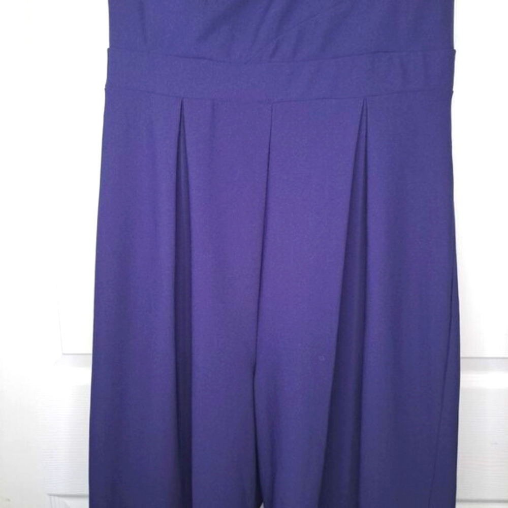 VENUS Blue Strapless Capri Jumpsuit Lace Embroidered Size 14 - Picture 5 of 7